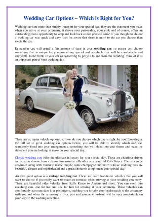 Wedding Car Options – Which is Right for You?