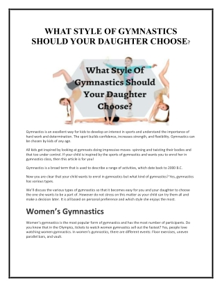 Which Type of Gymnastic and Outfits Should Your Girl Choose?