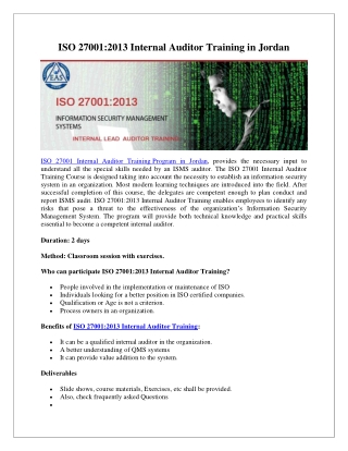 ISMS training Jordan | ISO 27001 training Jordan