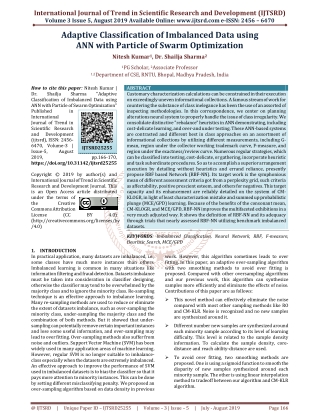 Adaptive Classification of Imbalanced Data using ANN with Particle of Swarm Optimization