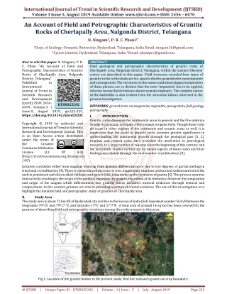 An Account of Field and Petrographic Characteristics of Granitic Rocks of Cherlapally Area, Nalgonda District, Telangana