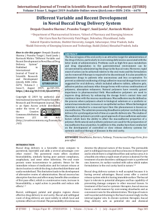 Different Variable and Recent Development in Noval Buccal Drug Delivery System
