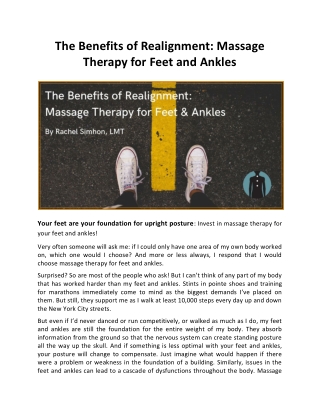 The Benefits of Realignment: Massage Therapy for Feet and Ankles