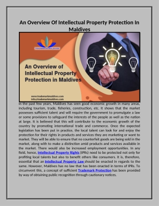 An Overview Of Intellectual Property Protection In Maldives