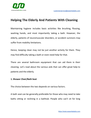 Helping The Elderly And Patients With Cleaning