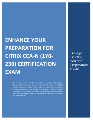 Enhance Your Preparation for Citrix CCA-N (1Y0-230) Certification Exam