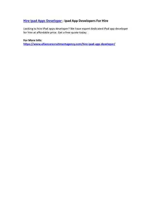 Hire Ipad Apps Developer - Ipad App Developers For Hire