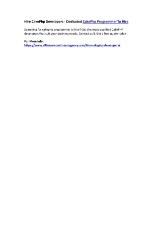 Hire CakePhp Developers - Dedicated CakePhp Programmer To Hire