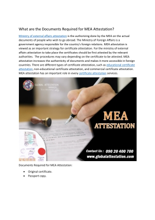 What are the Documents Required for MEA Attestation?