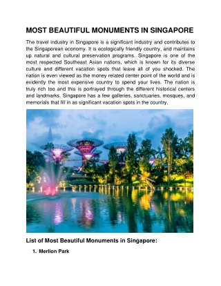 Famous Monuments in Singapore