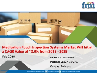 Medication Pouch Inspection Systems Market CAGR to Grow at ~8.0% During 2019 - 2029