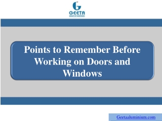 Points to Remember Before Working on Doors and Windows