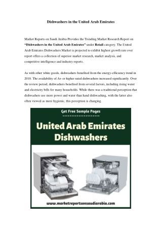 United Arab Emirates Dishwashers Market: Growth, Opportunity and Forecast Till 2024