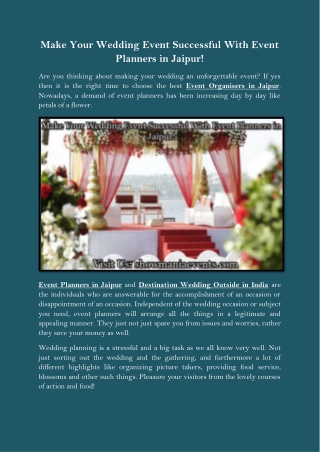 Make Your Wedding Event Successful With Event Planners in Jaipur!