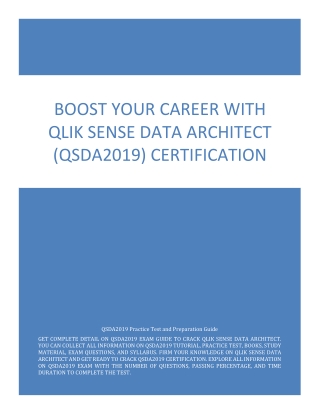 Boost Your Career with Qlik Sense Data Architect (QSDA2019) Certification