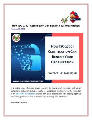 How ISO 27001 Certification Can Benefit Your Organization