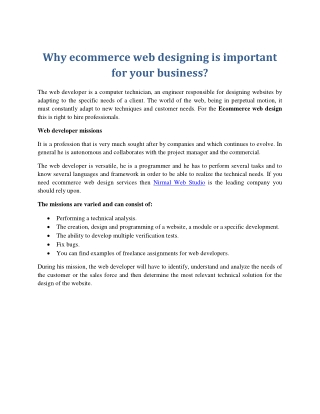 Why ecommerce web designing is important for your business?