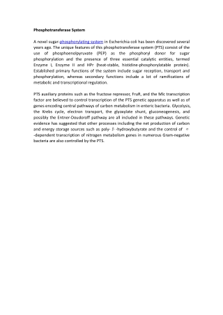 Phosphotransferase System