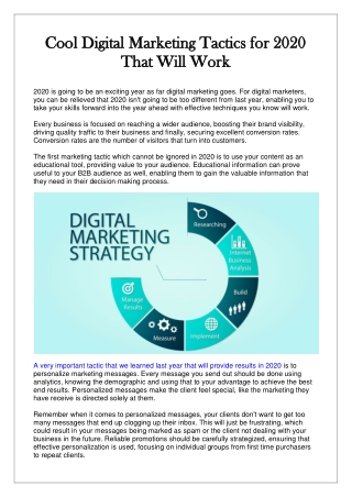 Cool Digital Marketing Tactics for 2020 That Will Work