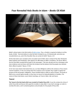Four Revealed Holy Books In Islam – Books Of Allah