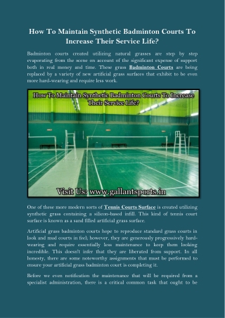 How To Maintain Synthetic Badminton Courts To Increase Their Service Life?