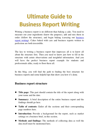 Ultimate Guide to Business Report Writing