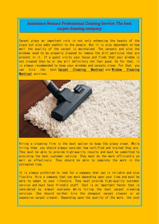 Assistance Menace Professional Cleaning Service: The best carpet cleaning company