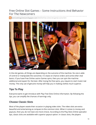 Free Online Slot Games – Some Instructions And Behavior For The Newcomers