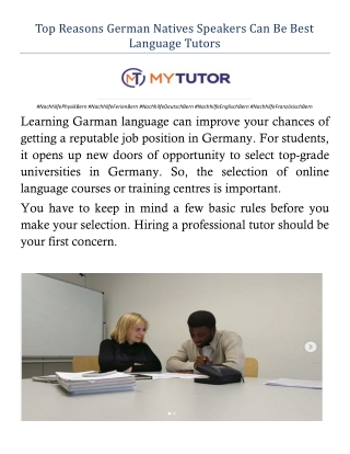 Top Reasons German Natives Speakers Can Be Best Language Tutors