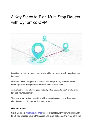 3 Key Steps to Plan Multi-Stop Routes with Dynamics CRM