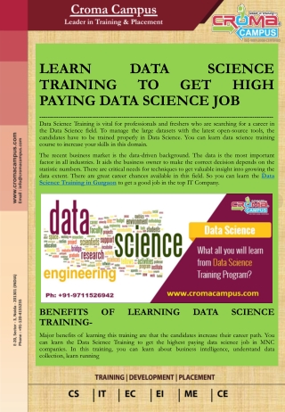 Learn data science training to get high paying data science job - 9711526942