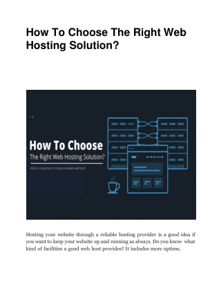 How To Choose The Right Web Hosting Solution?