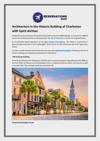 Architecture in the Historic Building of Charleston with Spirit Airlines