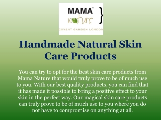 Handmade Natural Skin Care Products