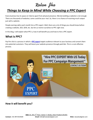 Things to Keep in Mind While Choosing a PPC Expert