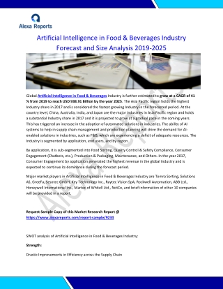 Artificial Intelligence in Food & Beverages Industry Forecast and Size Analysis 2019-2025
