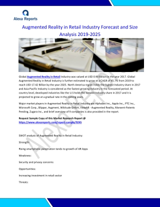Augmented Reality in Retail Industry Forecast and Size Analysis 2019-2025