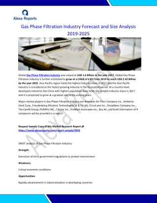 Gas Phase Filtration Industry Forecast and Size Analysis 2019-2025