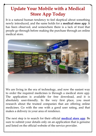 Update Your Mobile with a Medical Store App Today