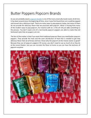Butter Poppers Popcorn Brands