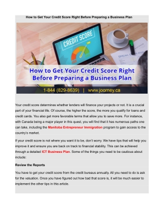 How to Get Your Credit Score Right Before Preparing a Business Plan