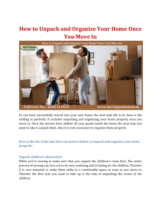 How to Unpack and Organize Your Home Once You Move In