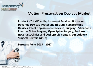 Motion Preservation Devices Market by Product, Surgery & Forecast to 2027