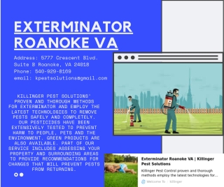 Exterminator Roanoke VA | Killinger Pest Solutions