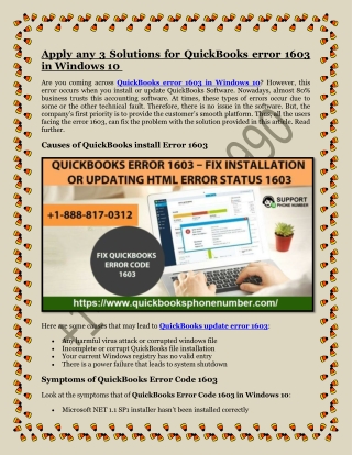 Apply any 3 Solutions for QuickBooks error 1603 in Windows 10