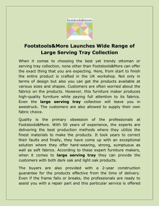 Footstools&More Launches Wide Range of Large Serving Tray Collection