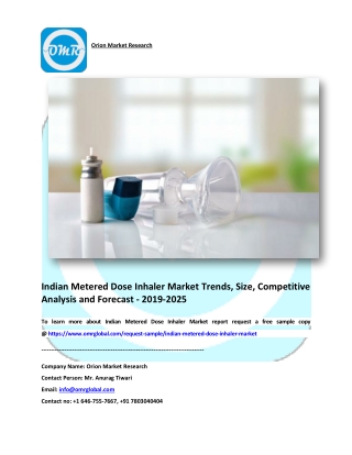 Indian Metered Dose Inhaler Market Size, Share, Trends & Forecast 2019-2025