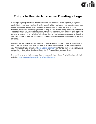 Things to Keep in Mind when Creating a Logo