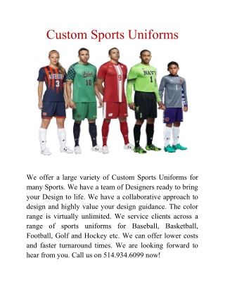 Custom Sports Uniforms