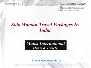 Solo Woman Travel Packages In India